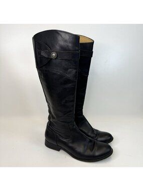 Frye Molly Button Tall Riding Boots Women Size 8.5 Black Leather Knee Equestrian